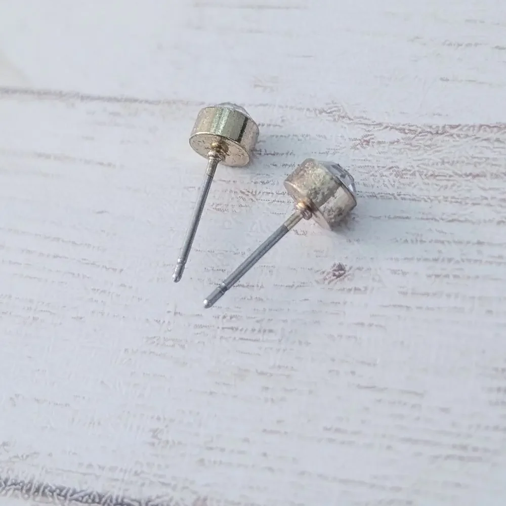 Stud Earrings - Small Clear Gem - Fair Condition